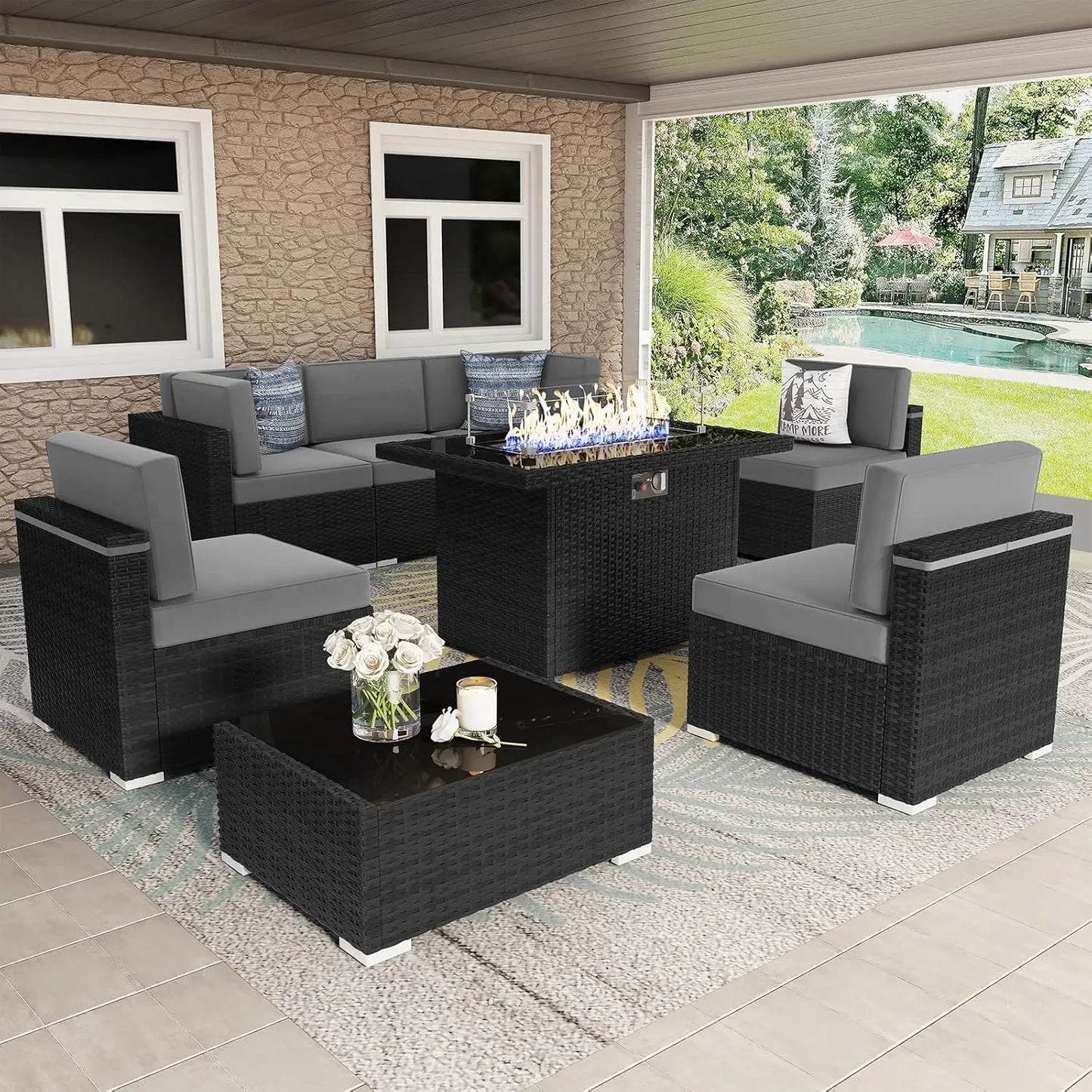 Shadow Ember Wicker Patio Set