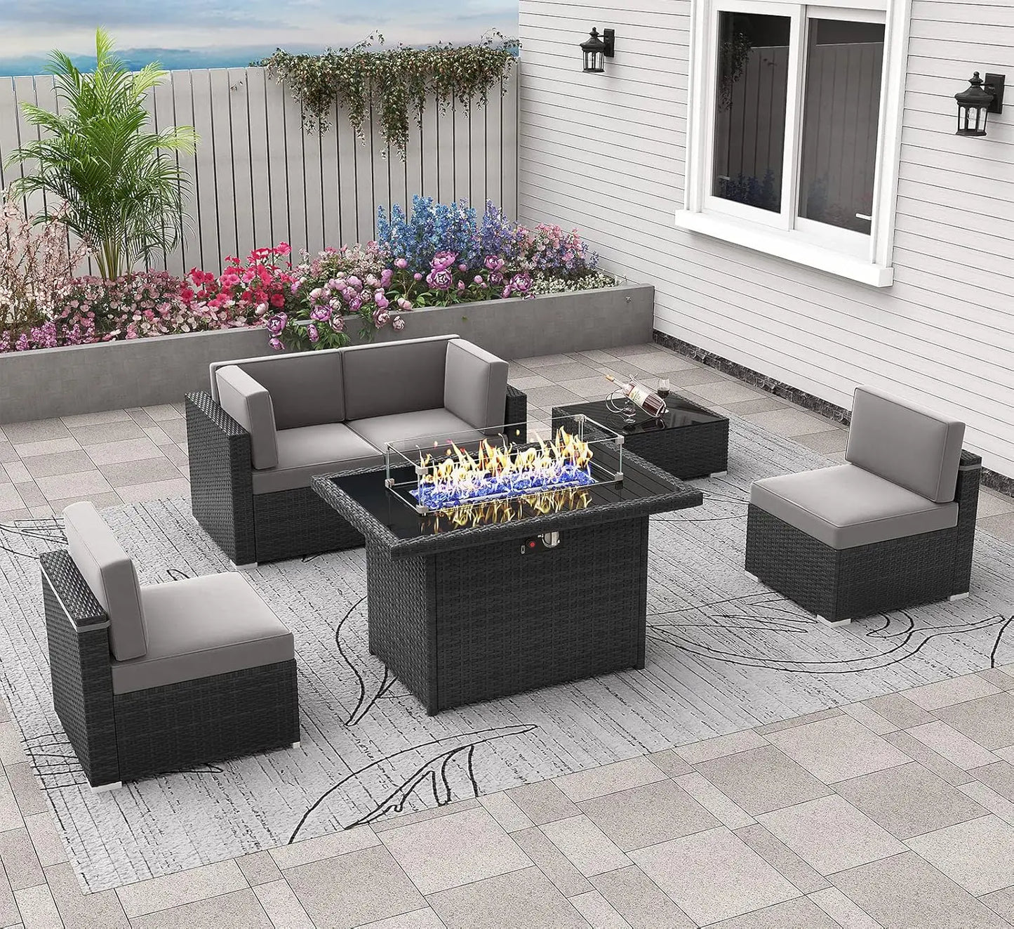 Shadow Ember Wicker Patio Set