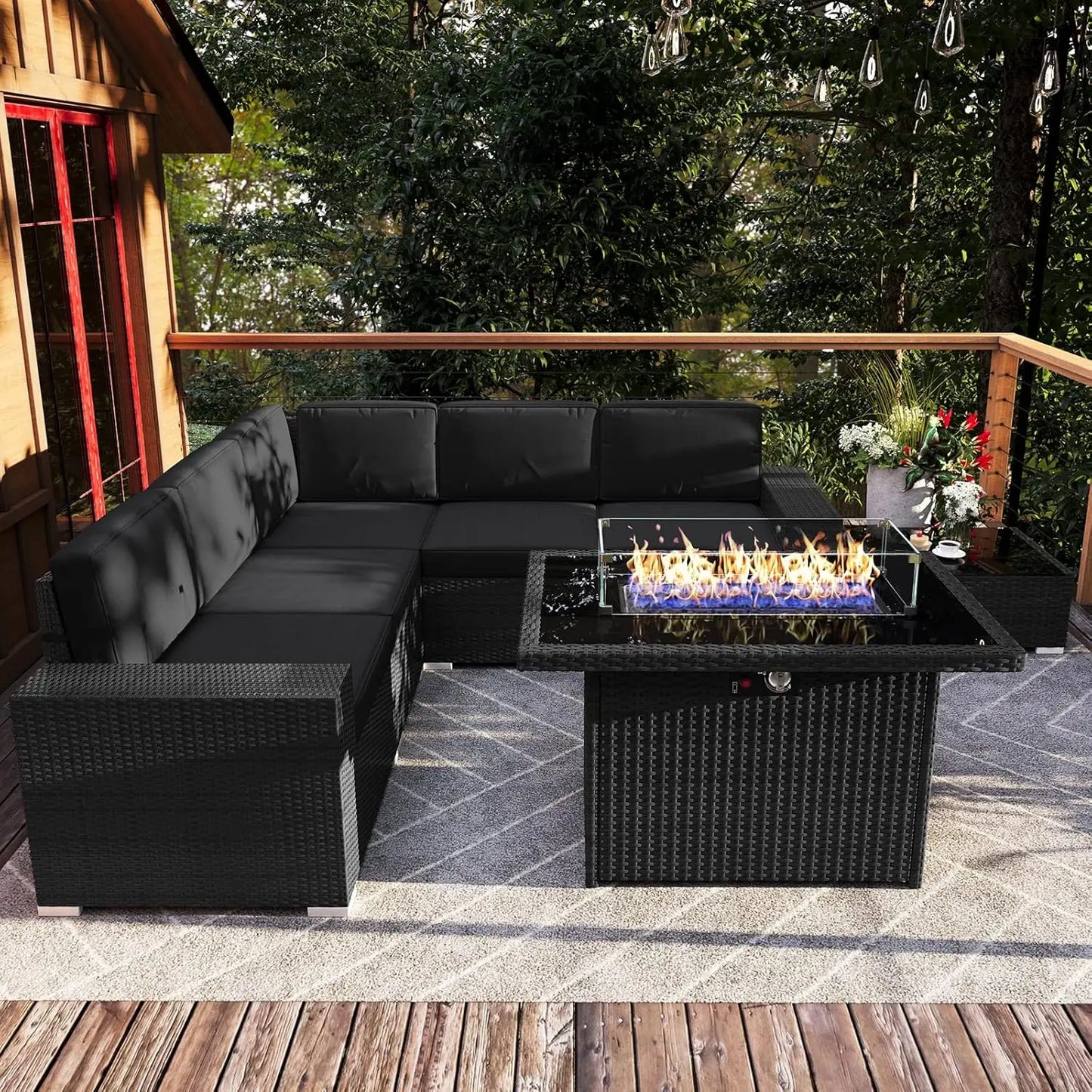 Shadow Ember Wicker Patio Set
