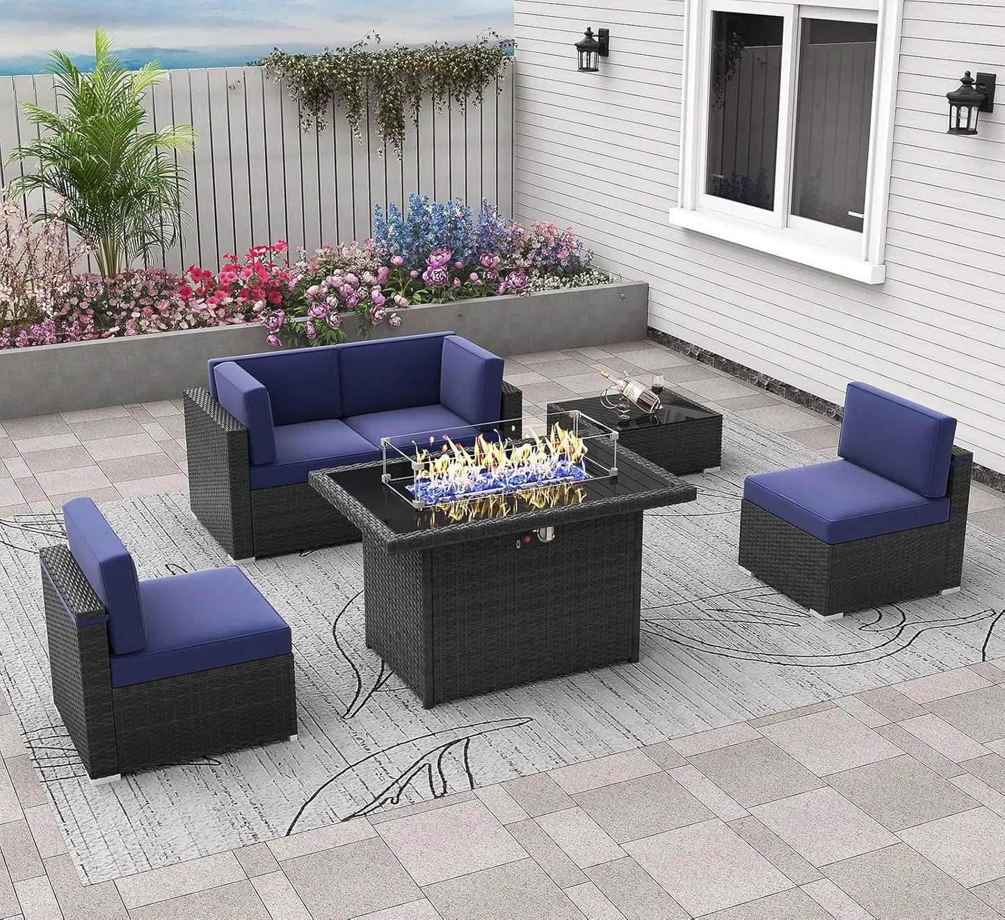 Shadow Ember Wicker Patio Set