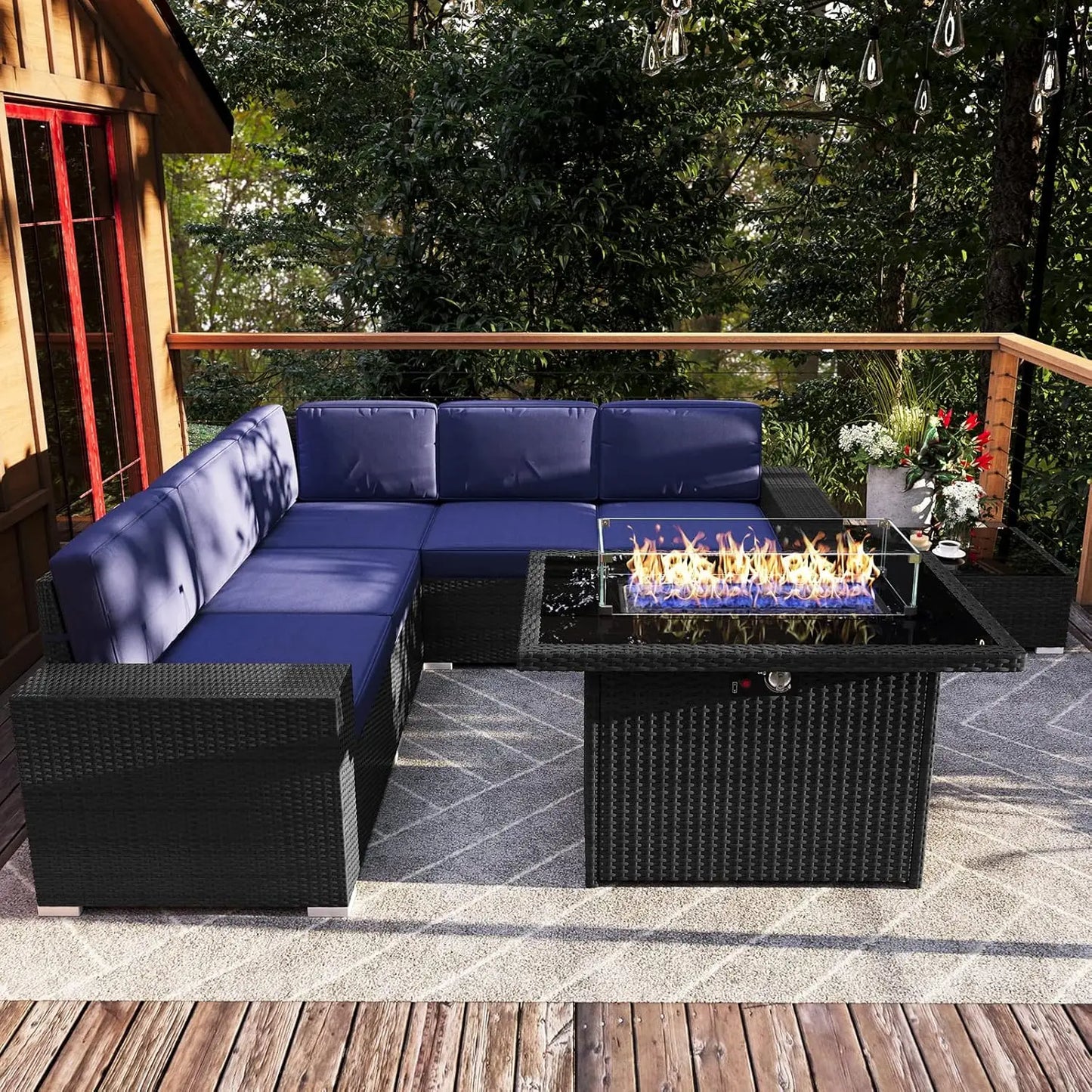 Shadow Ember Wicker Patio Set