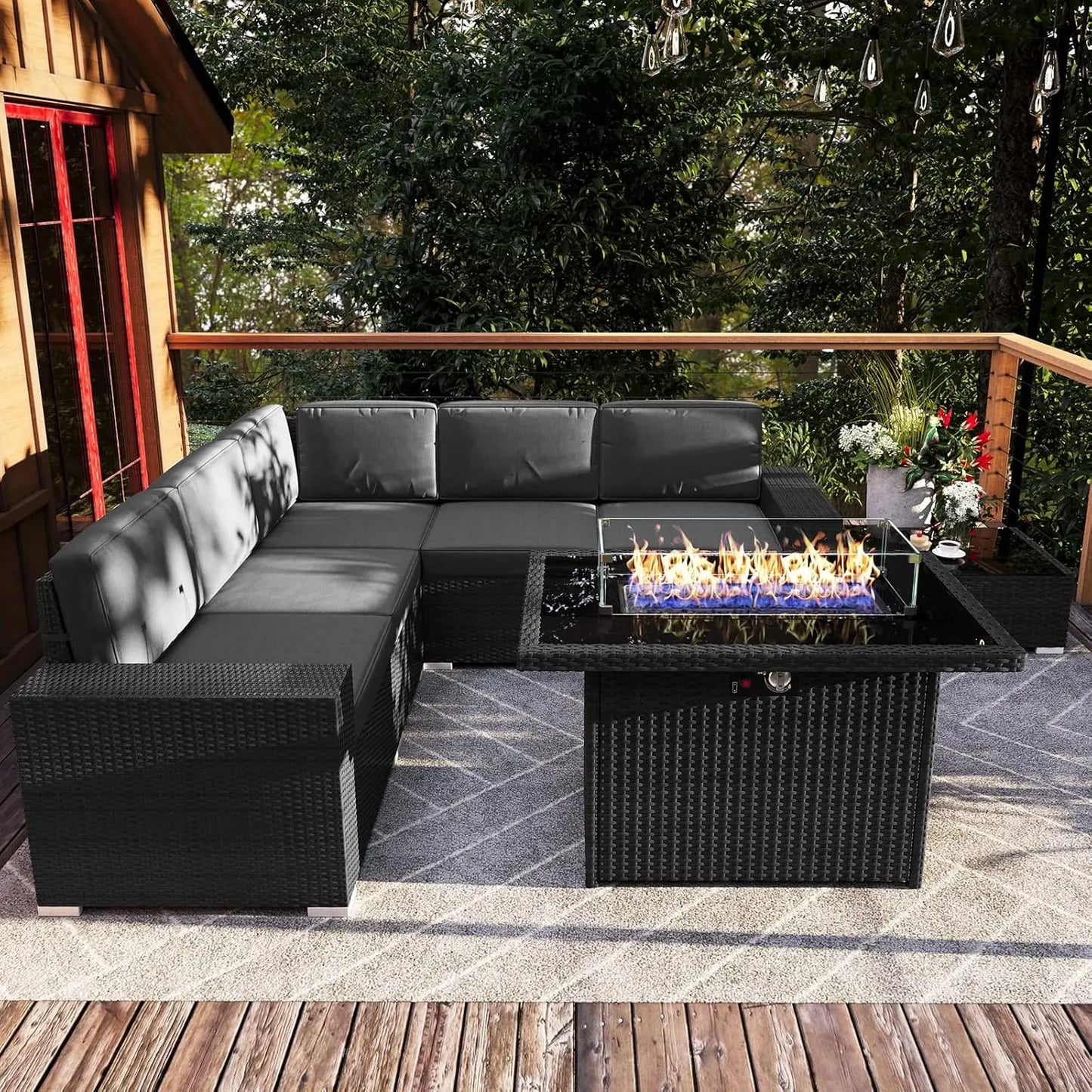Shadow Ember Wicker Patio Set