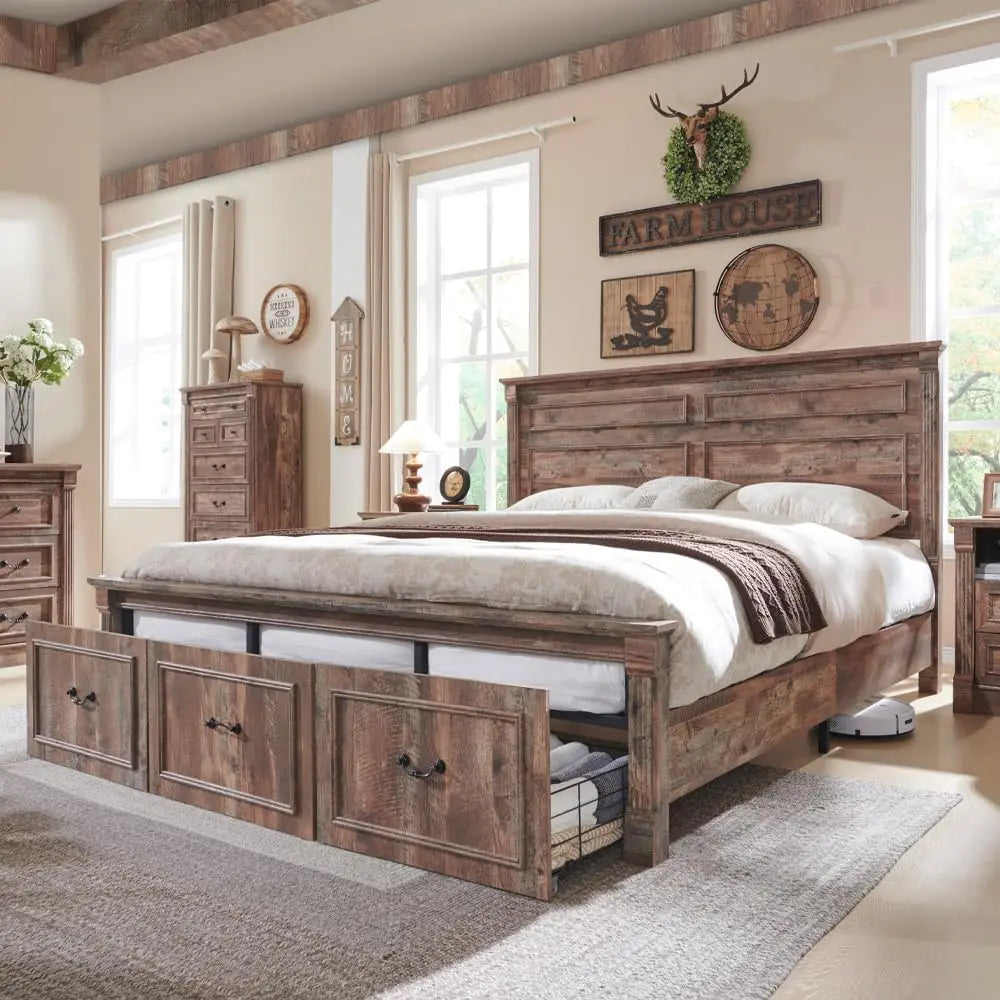Rustic Haven King Storage Bed