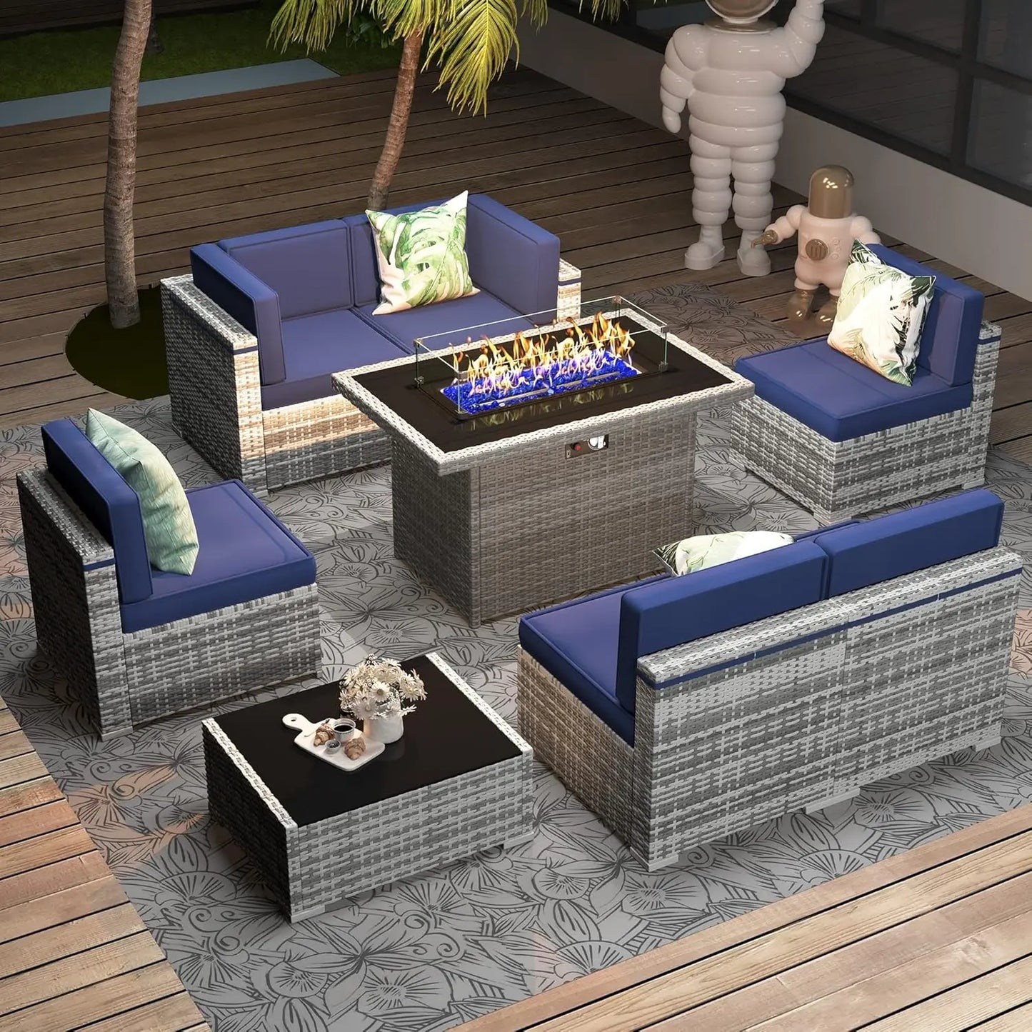 Shadow Ember Wicker Patio Set