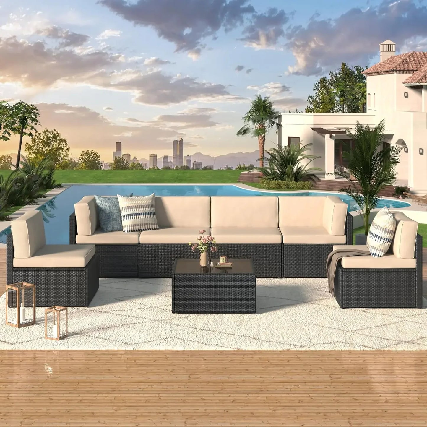 Skyline Wicker Outdoor Sectional Set