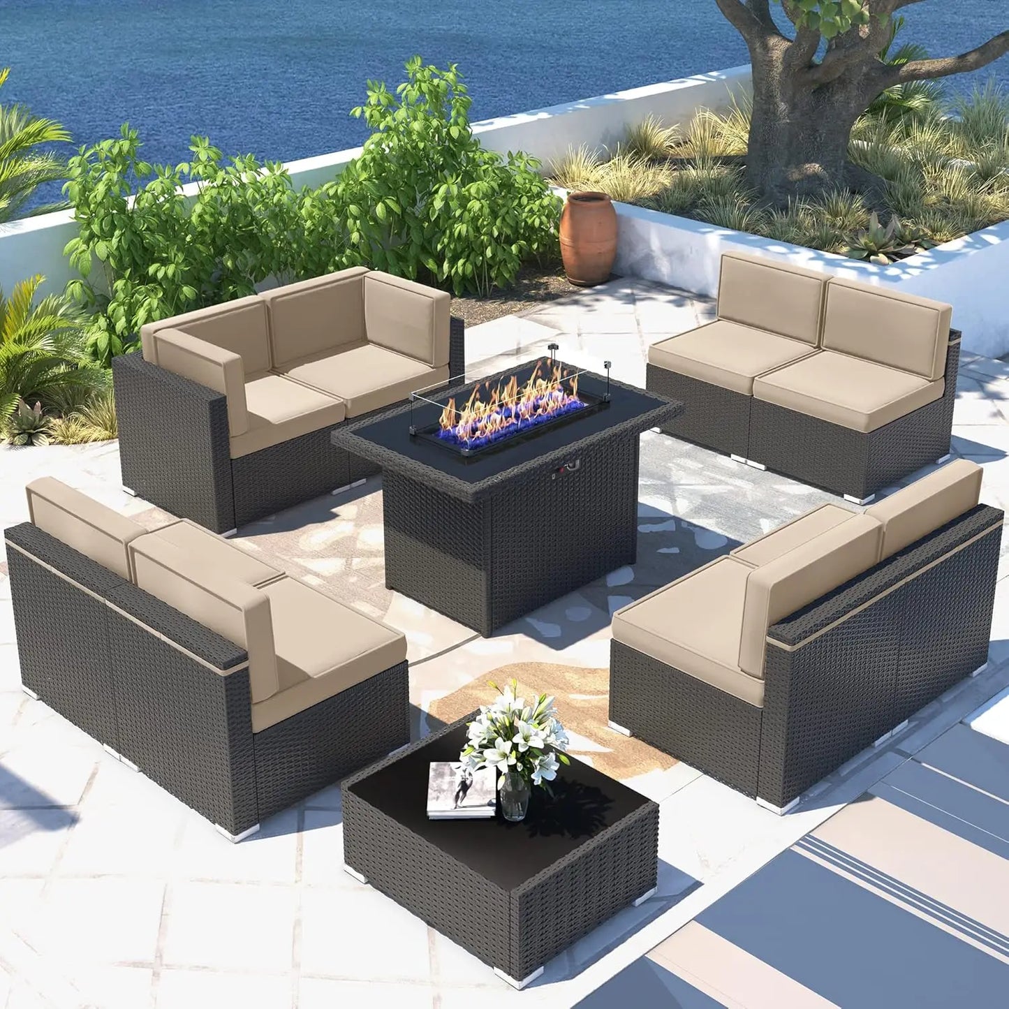 Shadow Ember Wicker Patio Set