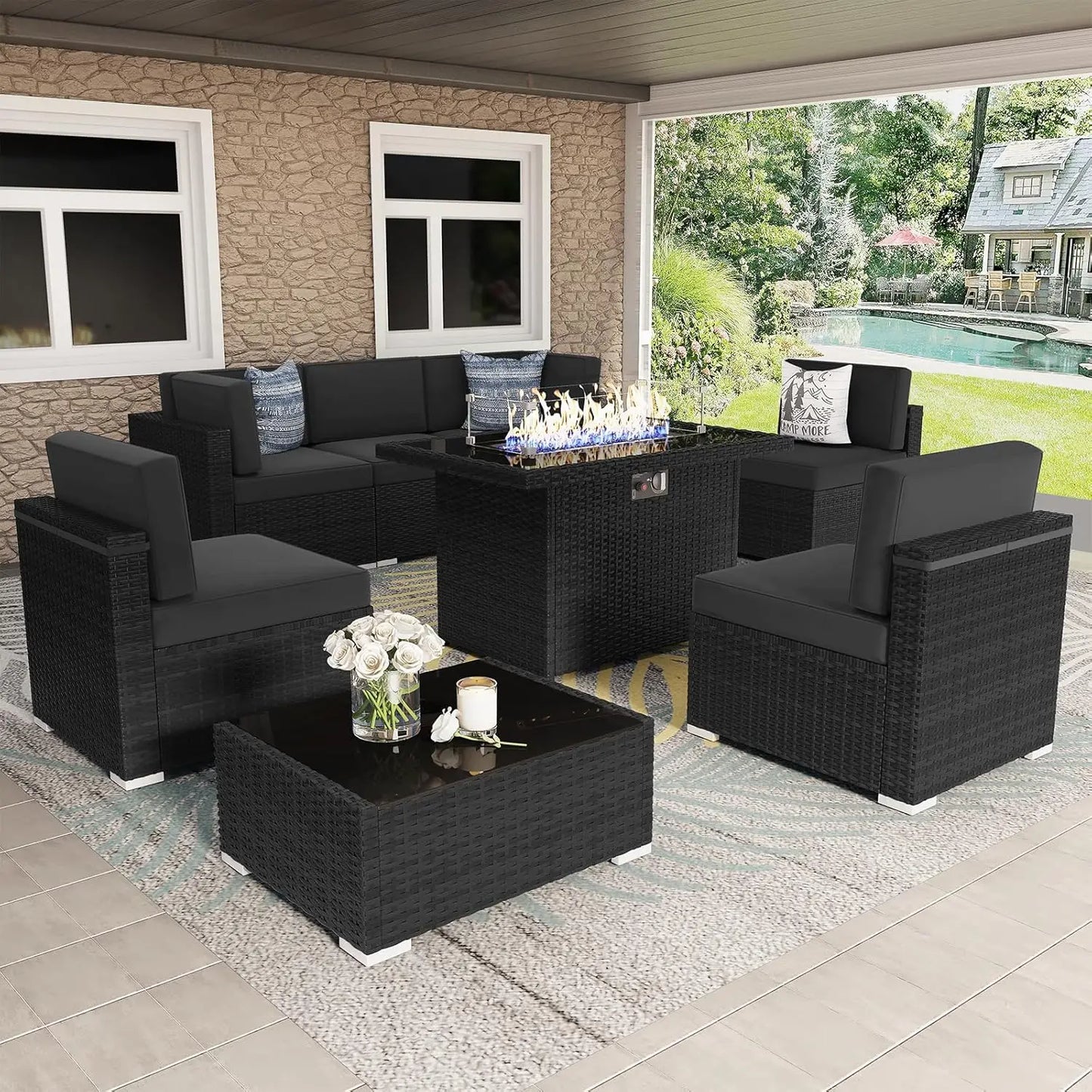 Shadow Ember Wicker Patio Set