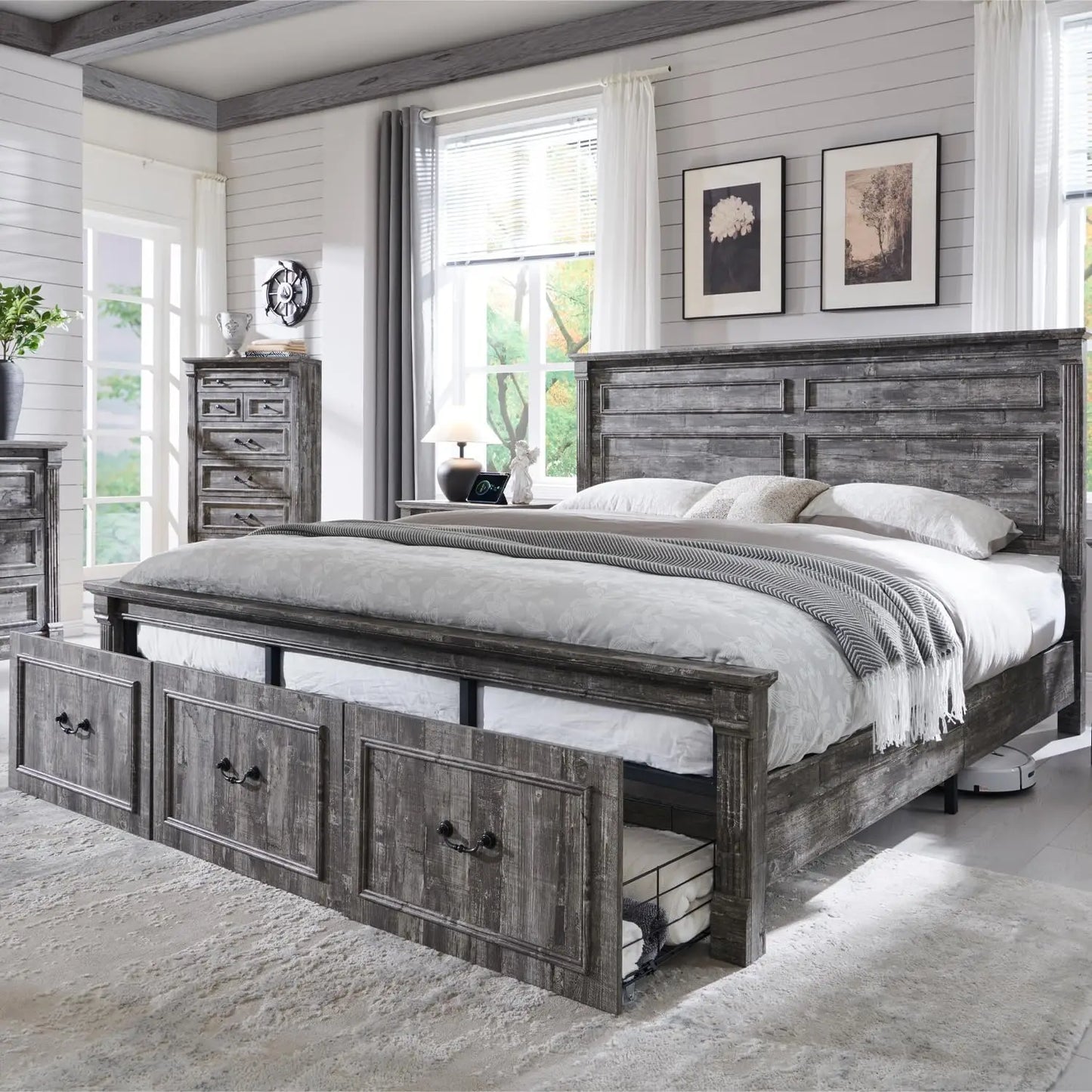 Rustic Haven King Storage Bed