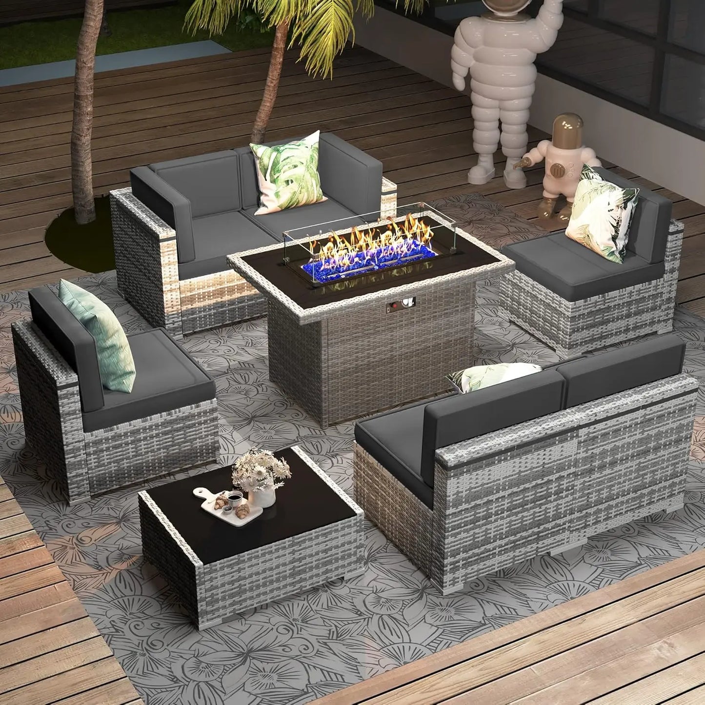 Shadow Ember Wicker Patio Set
