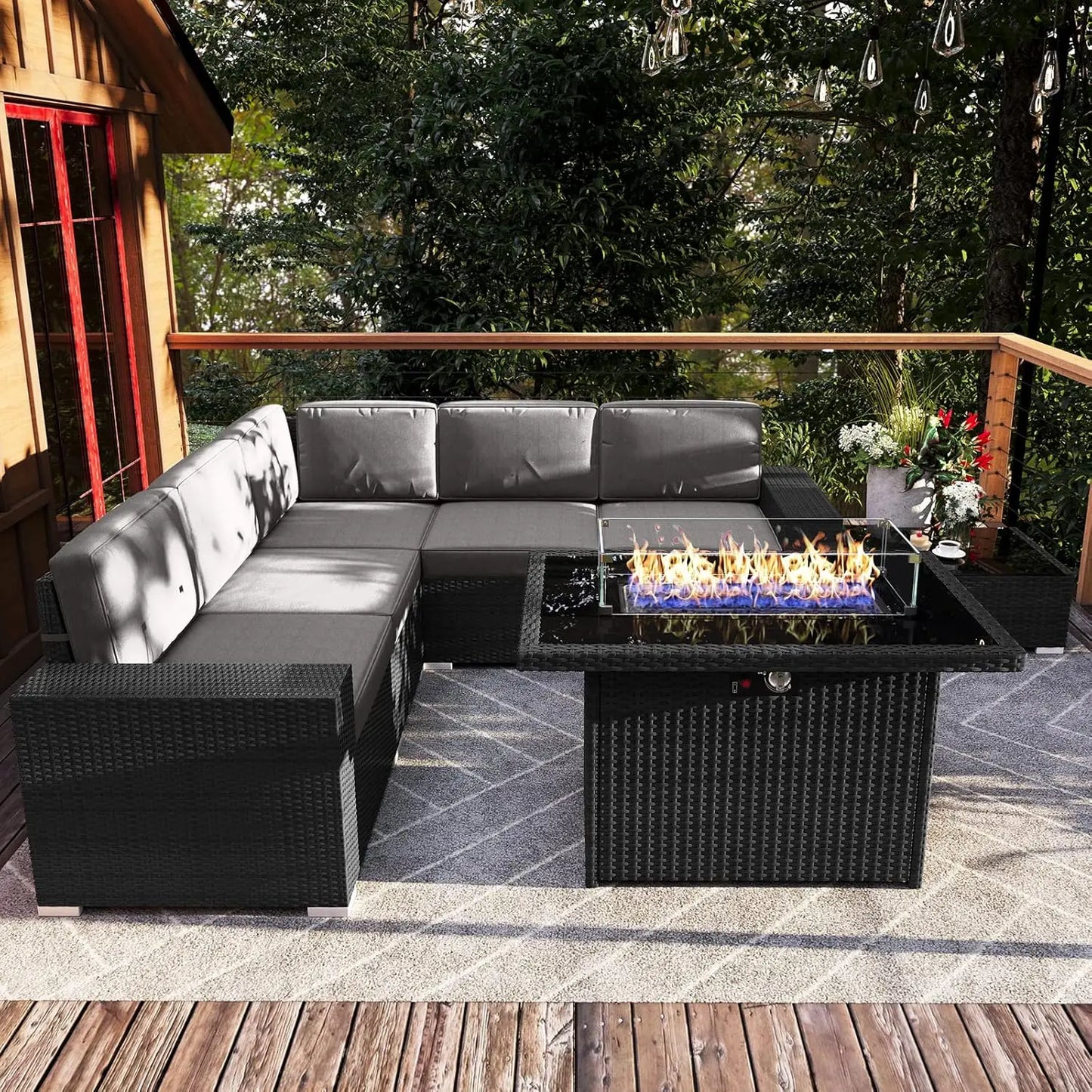 Shadow Ember Wicker Patio Set