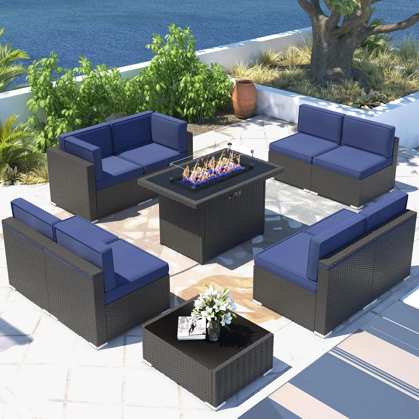 Shadow Ember Wicker Patio Set