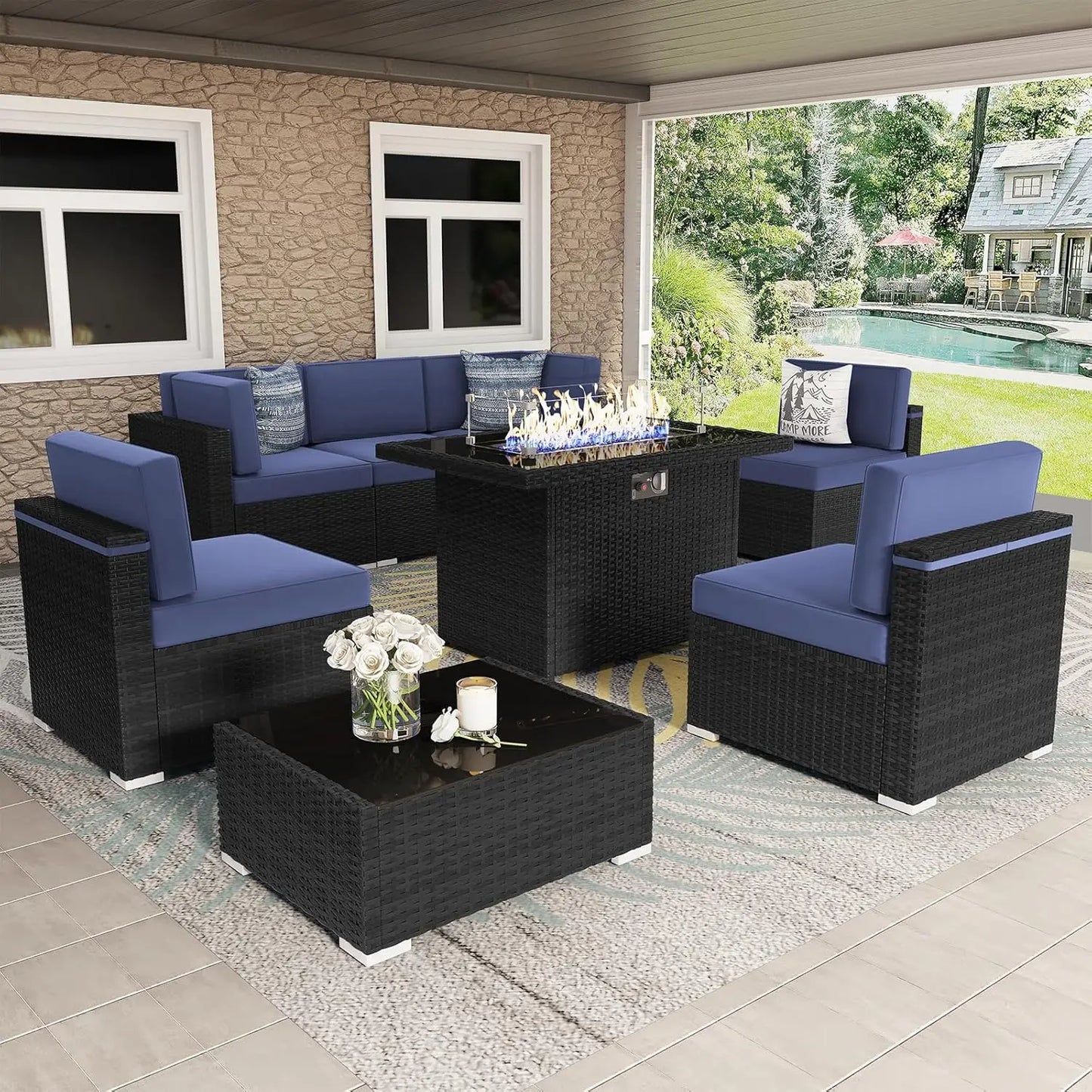 Shadow Ember Wicker Patio Set
