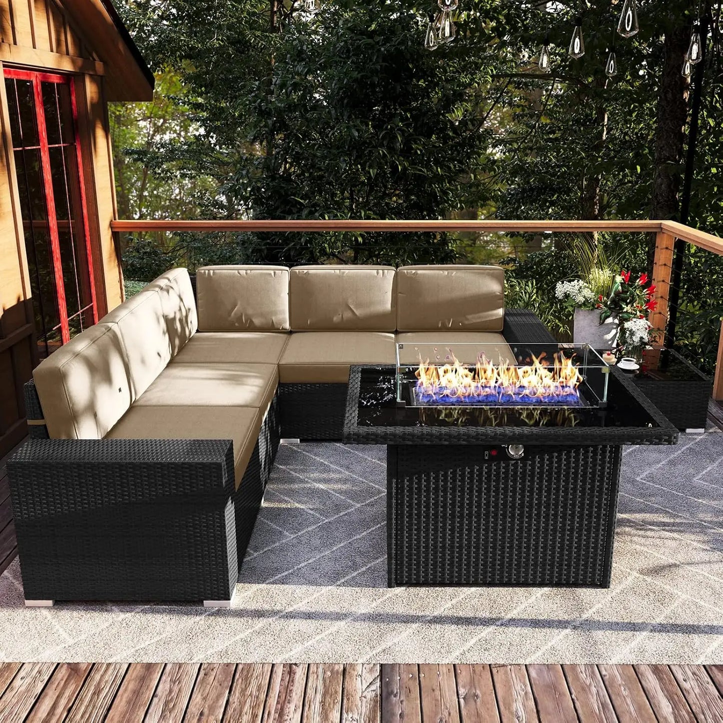 Shadow Ember Wicker Patio Set