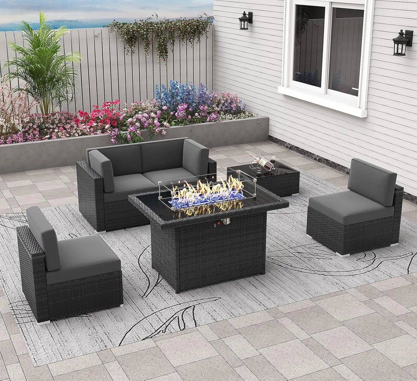 Shadow Ember Wicker Patio Set