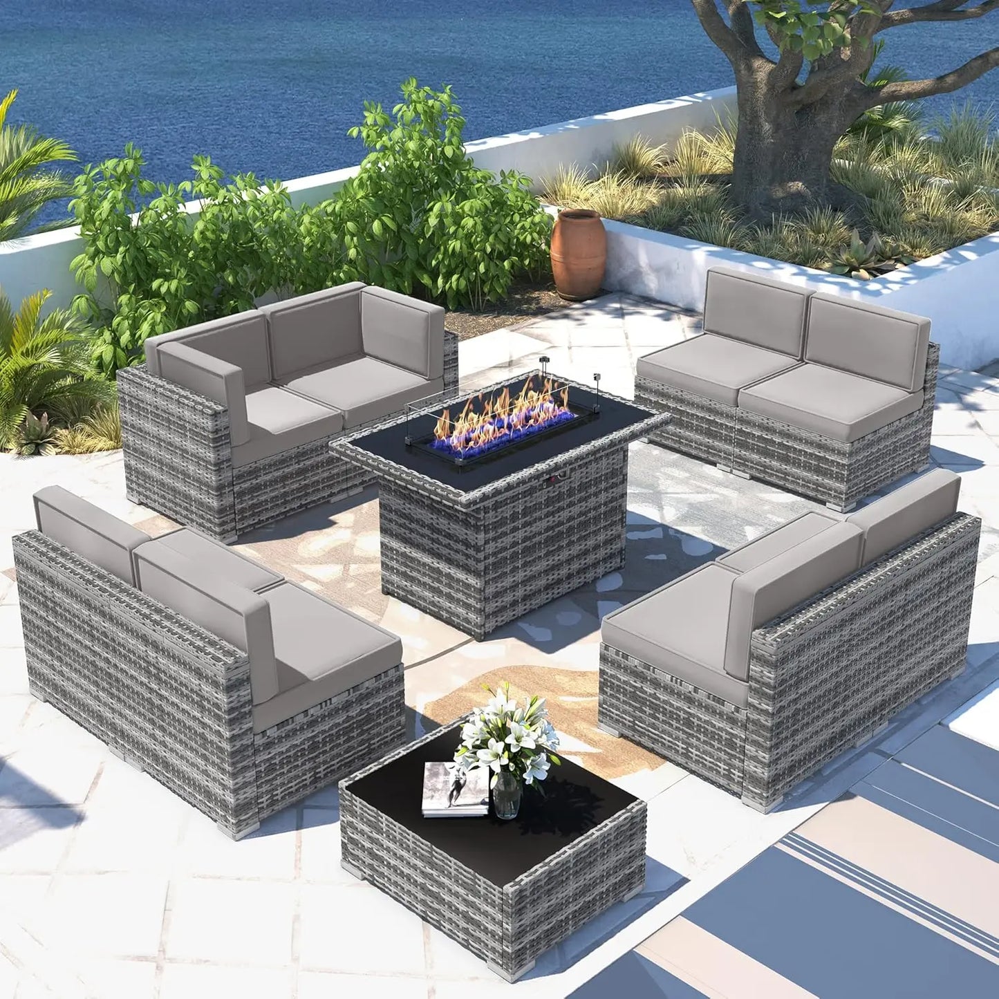 Shadow Ember Wicker Patio Set