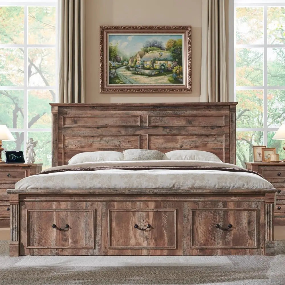 Rustic Haven King Storage Bed