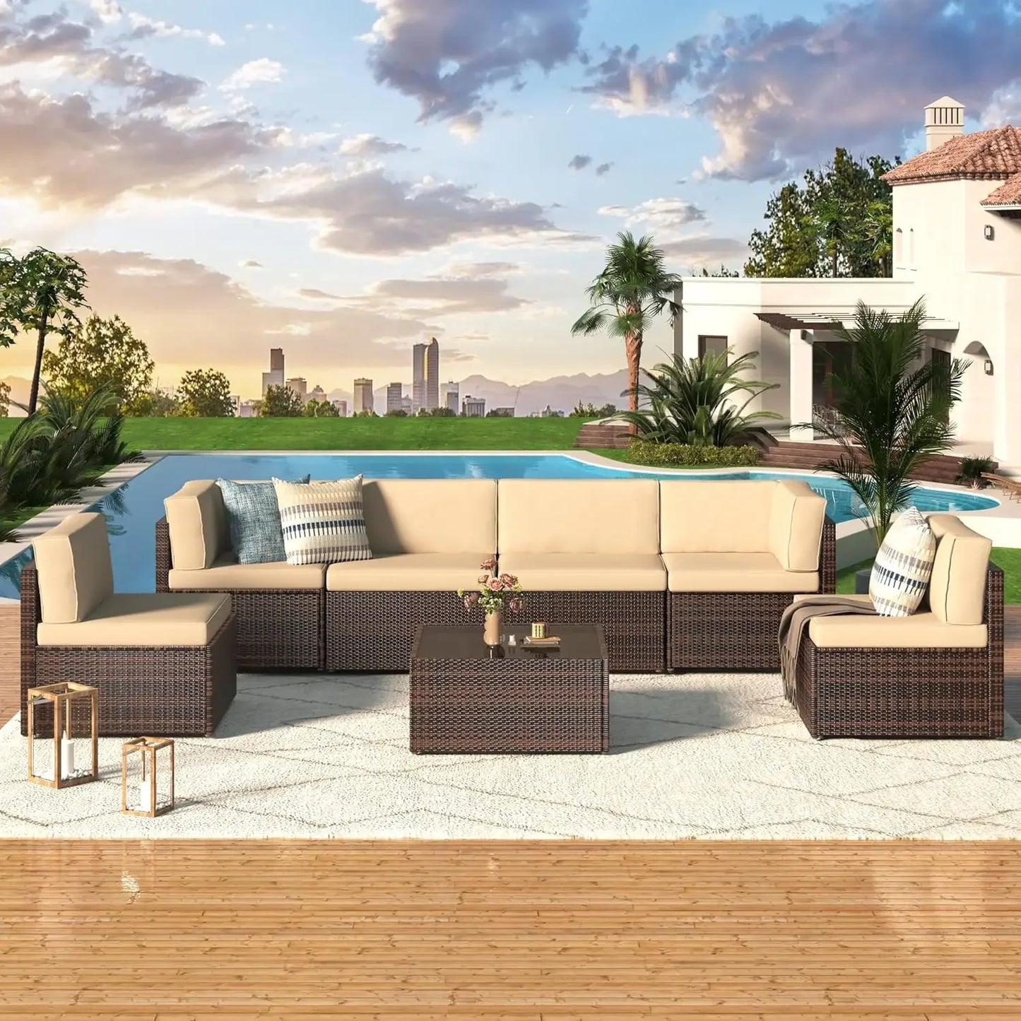 Skyline Wicker Outdoor Sectional Set