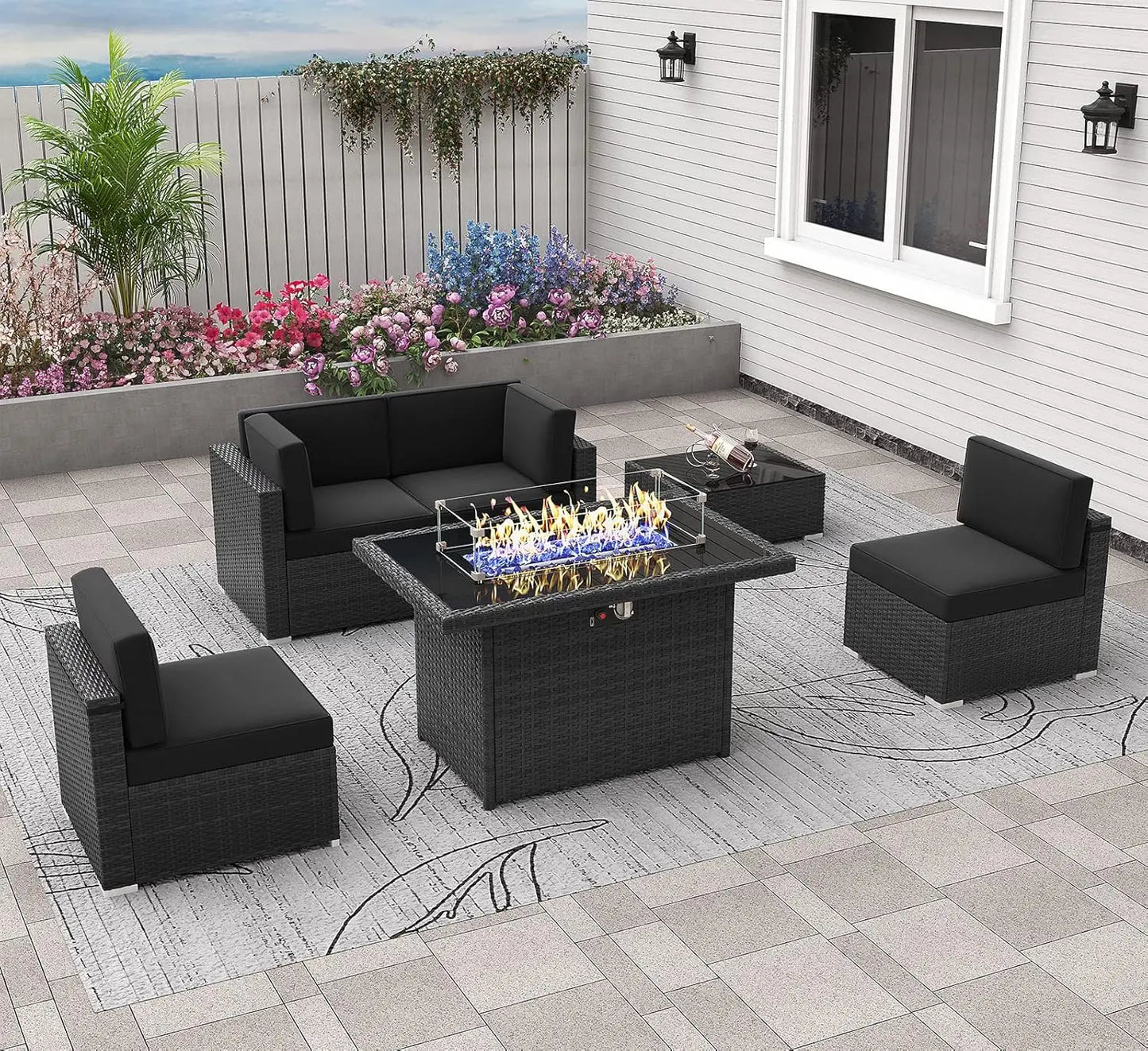 Shadow Ember Wicker Patio Set