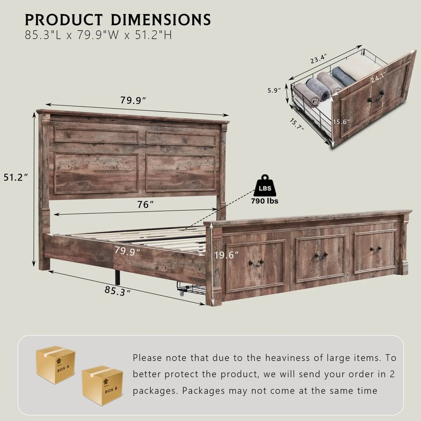 Rustic Haven King Storage Bed