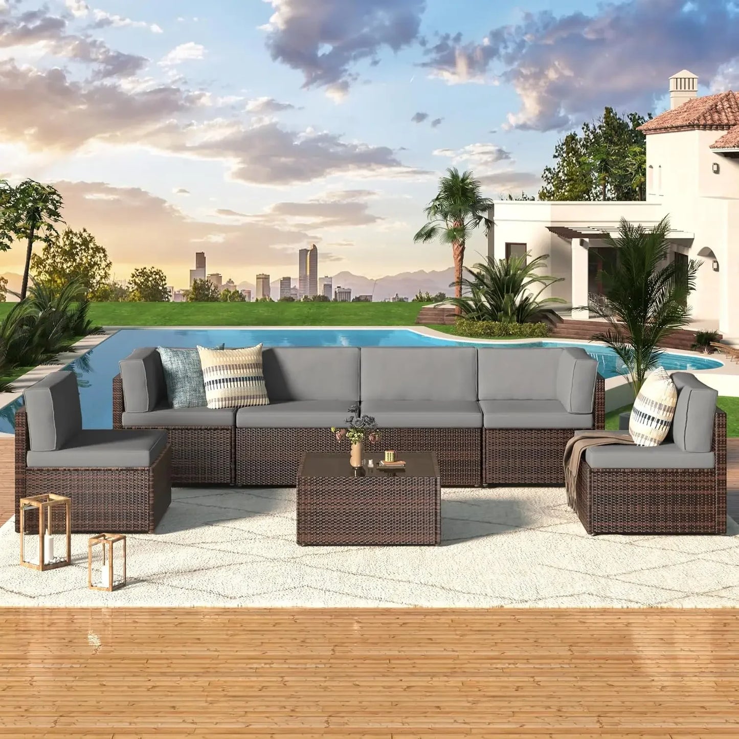 Skyline Wicker Outdoor Sectional Set