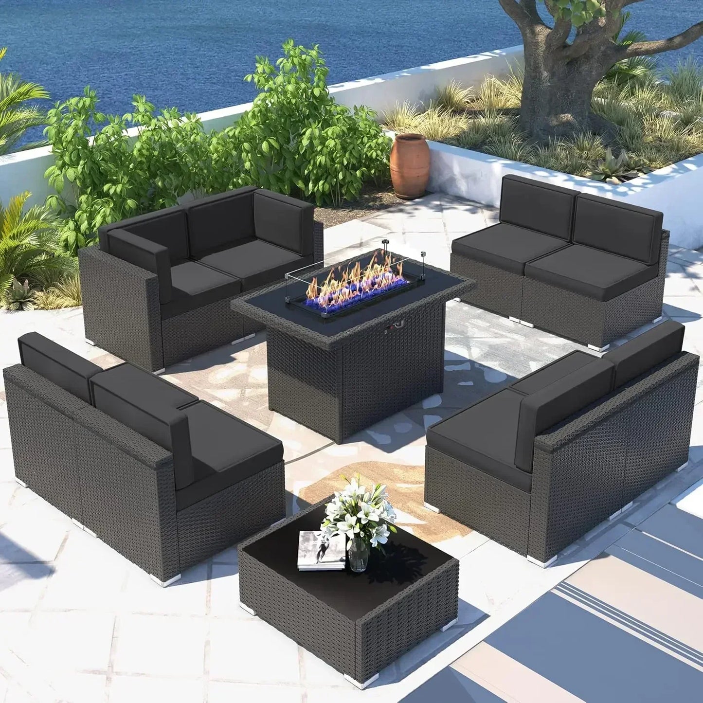 Shadow Ember Wicker Patio Set