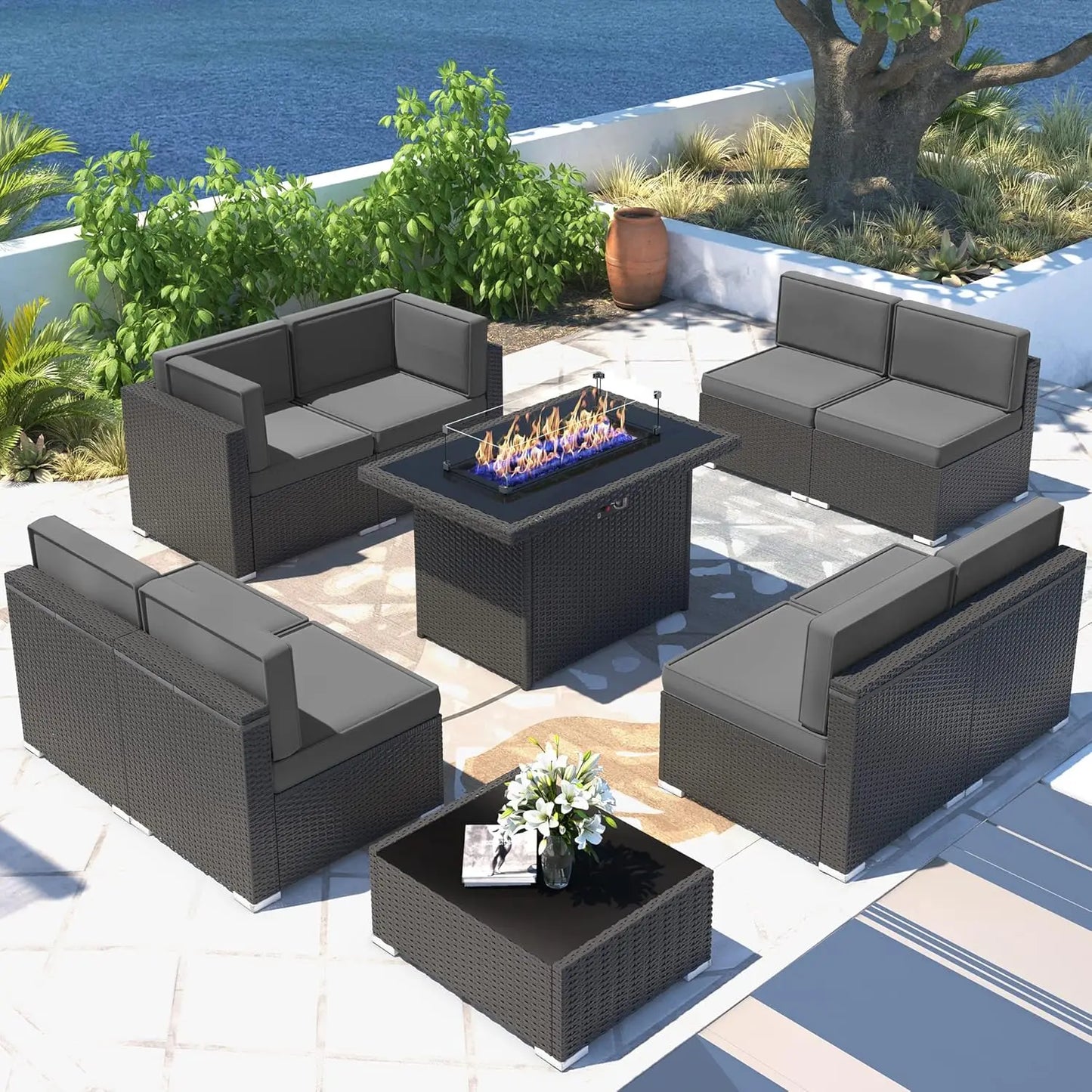 Shadow Ember Wicker Patio Set