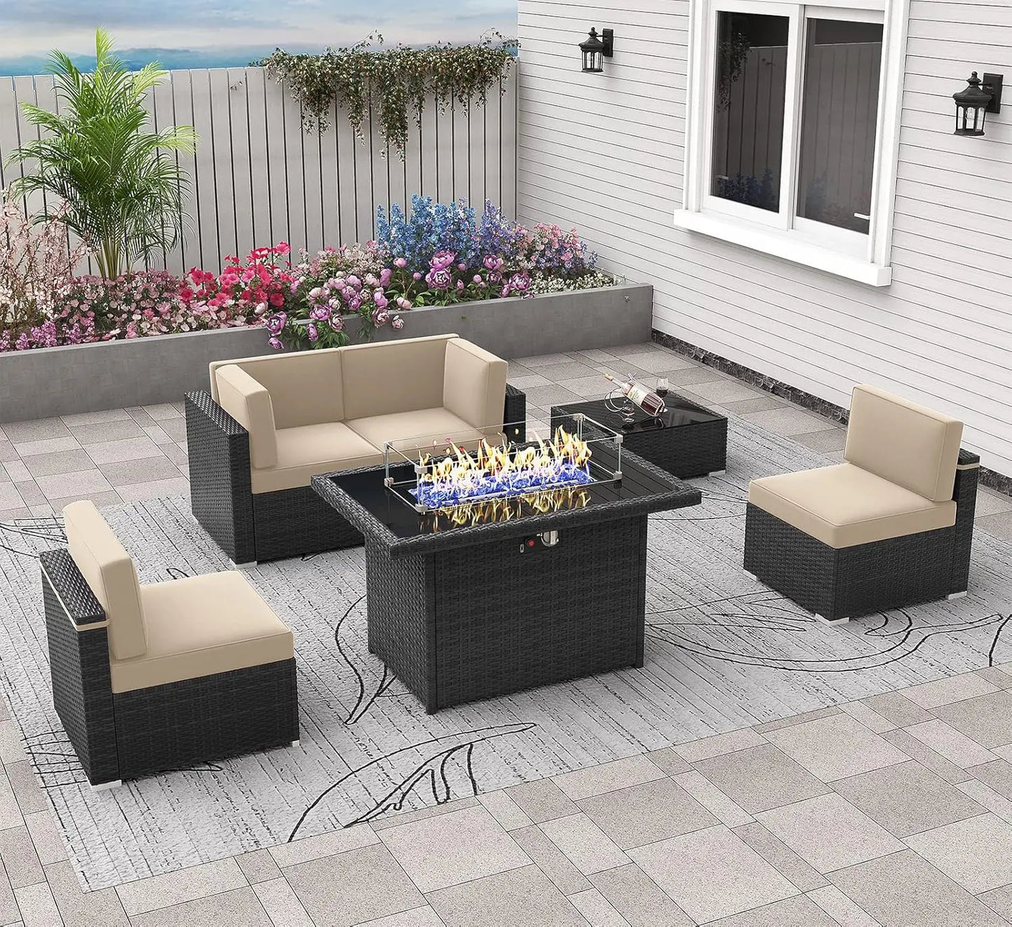 Shadow Ember Wicker Patio Set