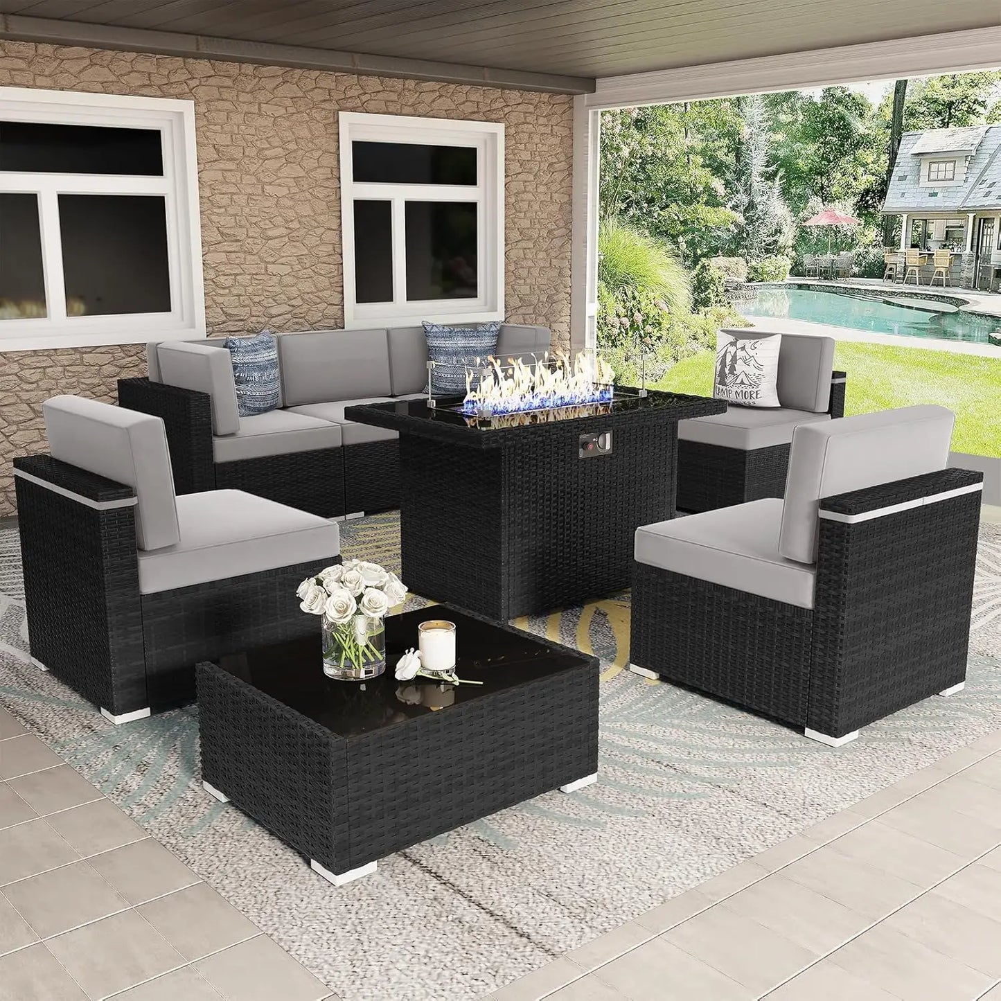 Shadow Ember Wicker Patio Set