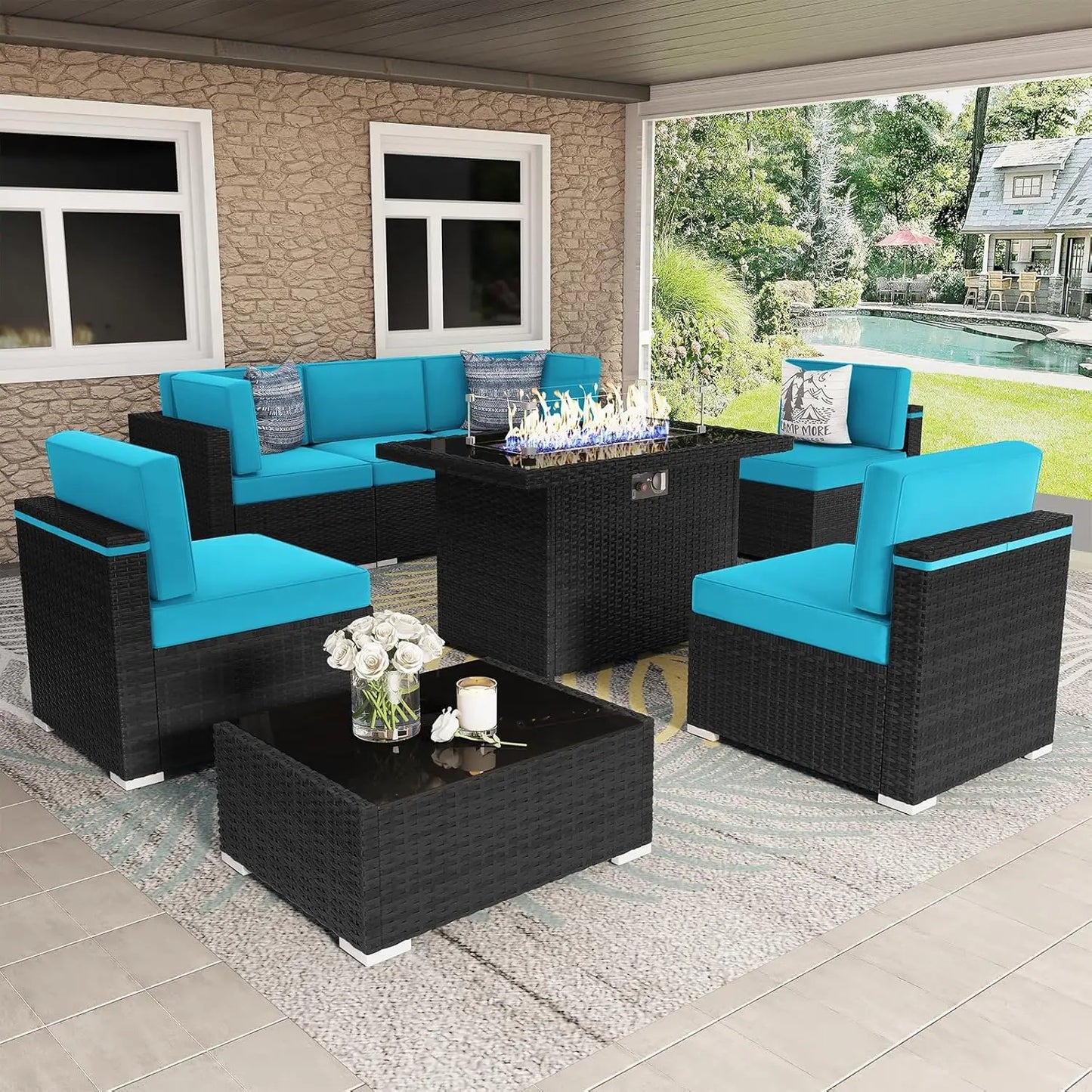 Shadow Ember Wicker Patio Set